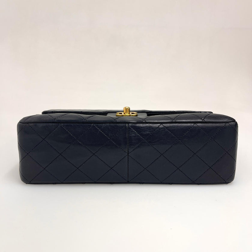 Chanel Borsa Vintage Timeless Classica 25 Doppia Patta a Due Vie in Pelle Nera