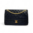 Chanel Borsa Timeless Classica Vintage 27 Doppia Patta in Pelle di Agnello Nero