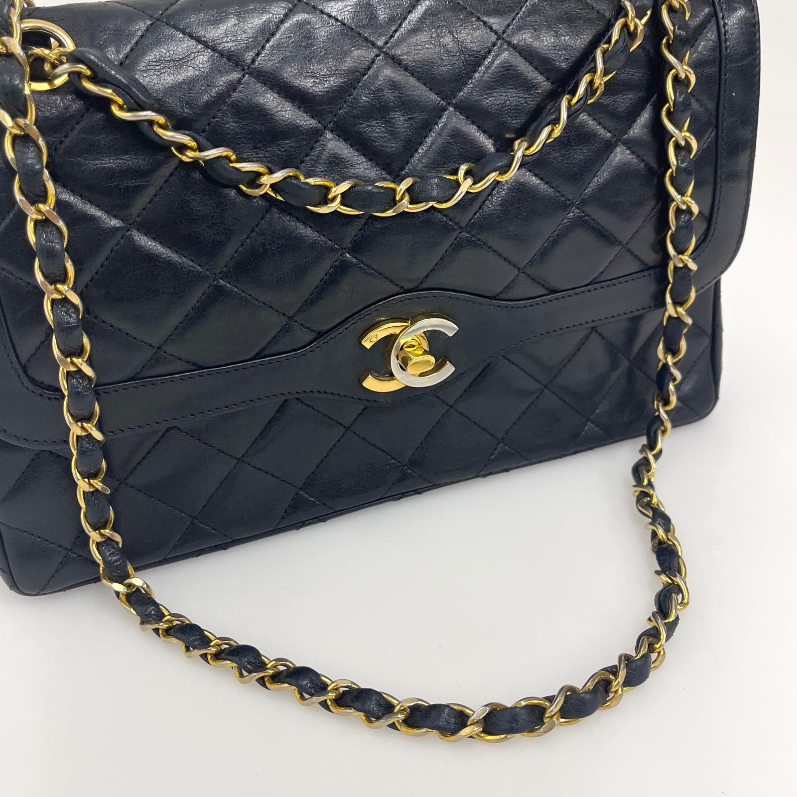 Chanel Borsa Vintage Timeless 25 Limited Paris in Pelle Nera