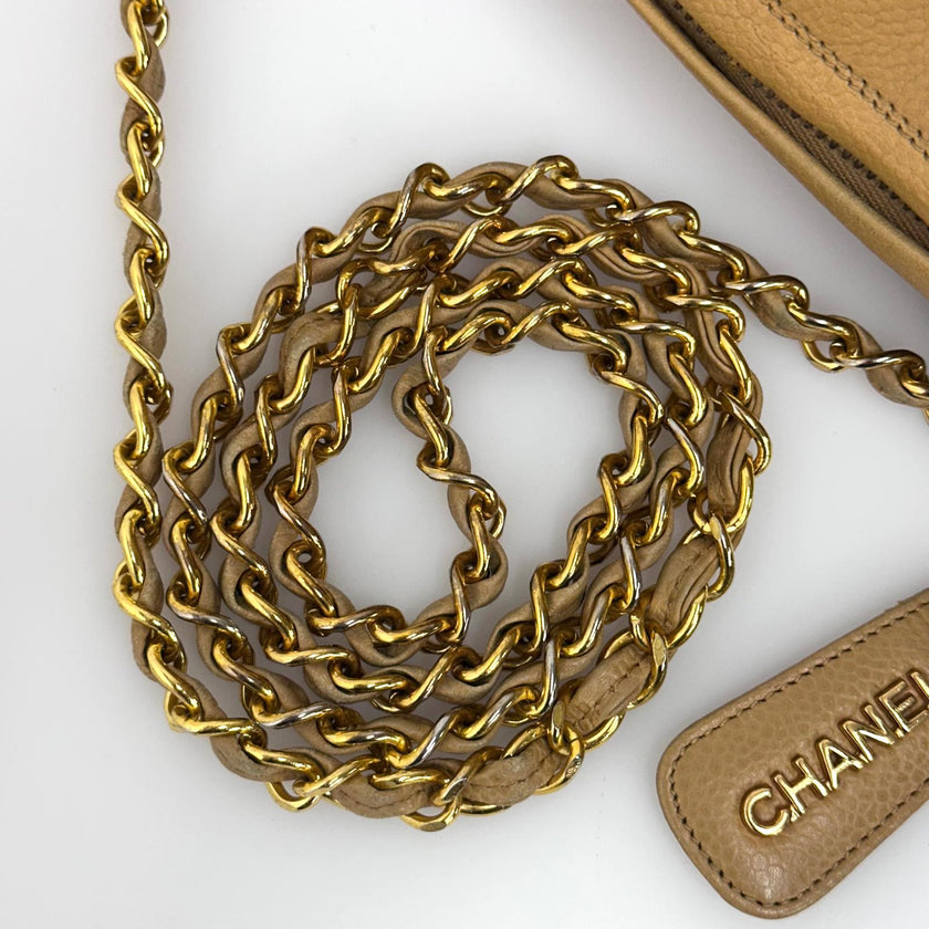 Chanel Borsa Vintage Camera Bag Caviar Beige