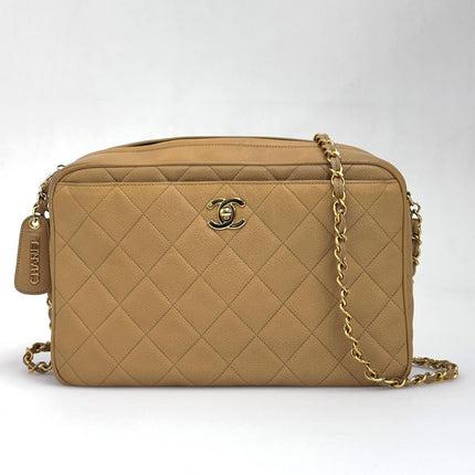 Chanel Borsa Vintage Camera Bag Caviar Beige