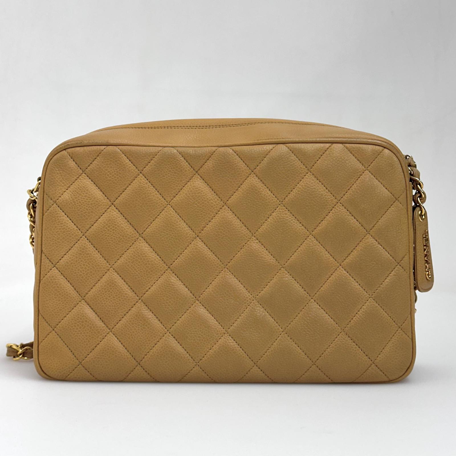Chanel Borsa Vintage Camera Bag Caviar Beige