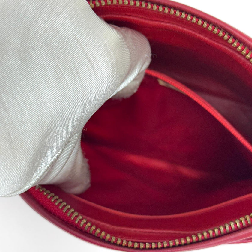 Chanel Borsa Vintage Camera Bag Matelassé Rosso con Nappina