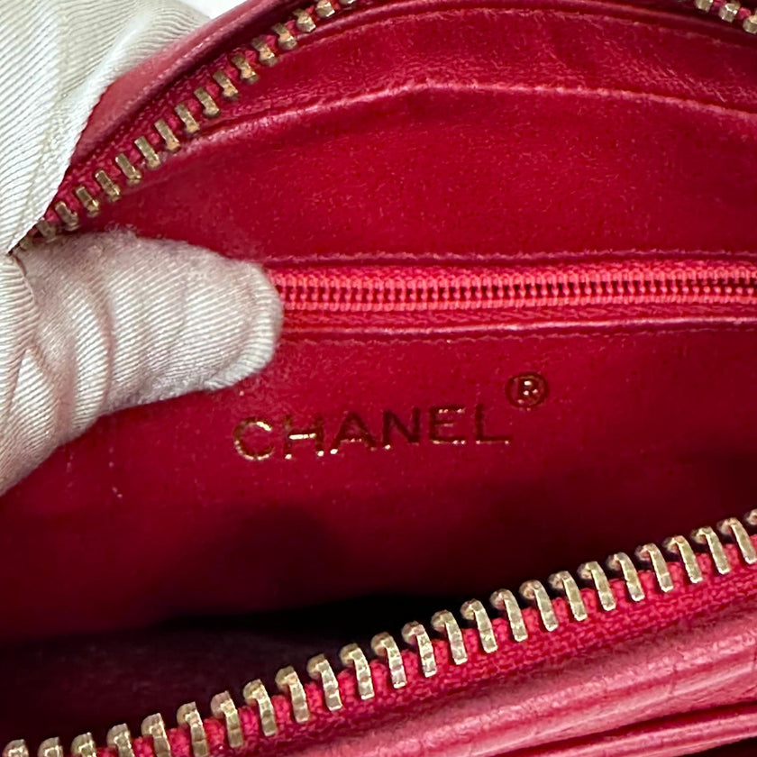 Chanel Borsa Vintage Camera Bag Matelassé Rosso con Nappina