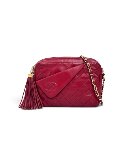 Chanel Borsa Vintage Camera Bag Matelassé Rosso con Nappina