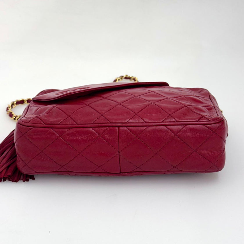 Chanel Borsa Vintage Camera Bag Matelassé Rosso con Nappina