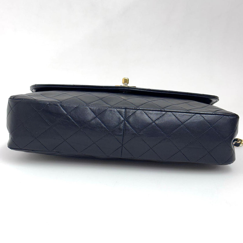 Chanel Borsa Vintage Classic Flap Dark Blue 29 cm – Patta Singola e Catena Singola