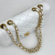 Chanel Borsa Vintage Classic Flap bianca in pelle matelassé