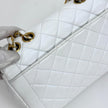 Chanel Borsa Vintage Classic Flap bianca in pelle matelassé