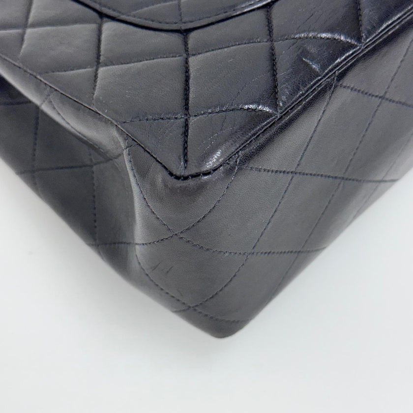Chanel Borsa Vintage Jumbo 30 Single Flap in Agnello Nero