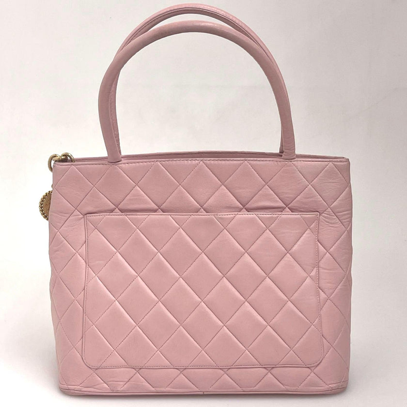 Chanel Borsa Vintage a Mano Medaillon in Pelle di Agnello Rosa