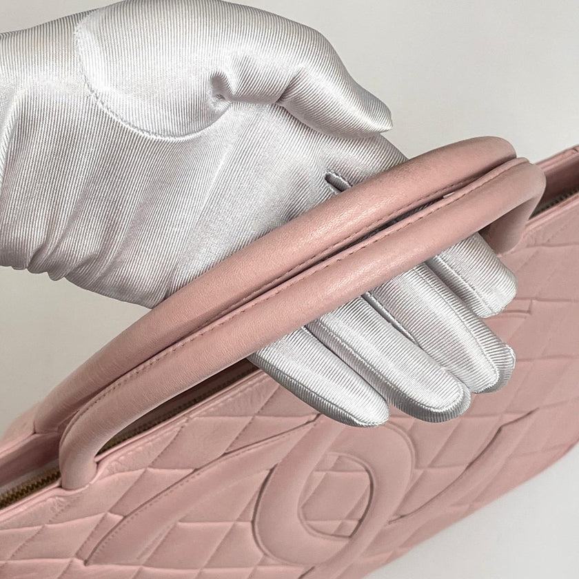 Chanel Borsa Vintage a Mano Medaillon in Pelle di Agnello Rosa