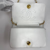 Chanel Borsa Vintage a Spalla Mini Classic Flap 19 cm in Pelle Bianca