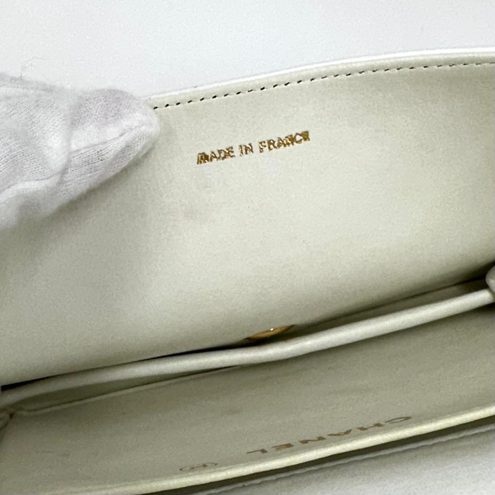 Chanel Borsa Vintage a Spalla Mini Classic Flap 19 cm in Pelle Bianca