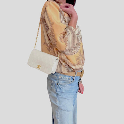 Chanel Borsa Vintage a Spalla Mini Classic Flap 19 cm in Pelle Bianca