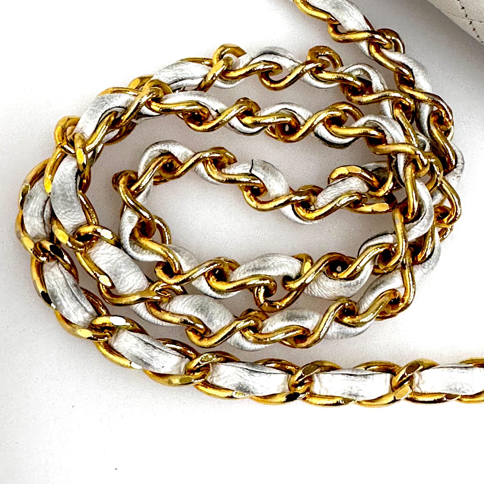 Chanel Borsa Vintage a Spalla Mini Classic Flap 19 cm in Pelle Bianca