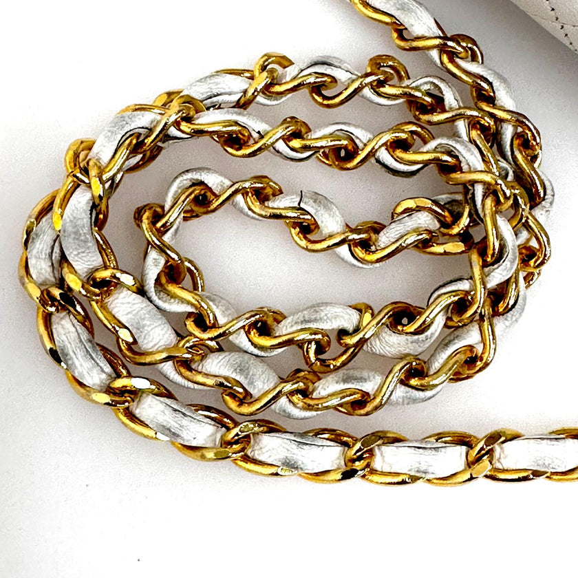 Chanel Borsa Vintage a Spalla Mini Classic Flap 19 cm in Pelle Bianca