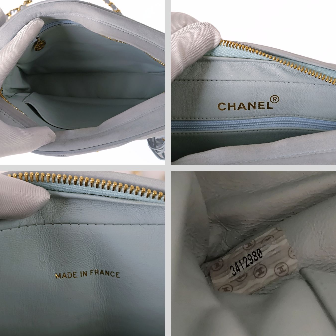 Chanel Borsa a Spalla Camera Bag in Pelle Scamosciata Celeste