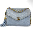 Chanel Borsa a Spalla Camera Bag in Pelle Scamosciata Celeste