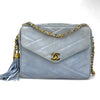 Chanel Borsa a Spalla Camera Bag in Pelle Scamosciata Celeste
