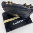 Chanel Borsa a spalla Chevron Vintage nera in pelle