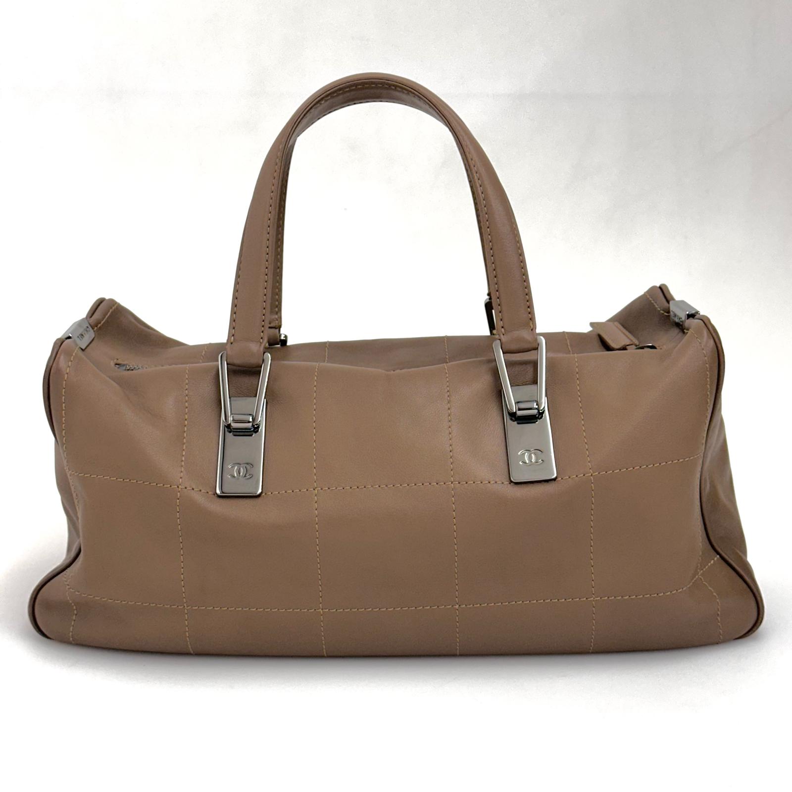 Chanel Bowling Bag Barretta di Cioccolato in pelle Taupe