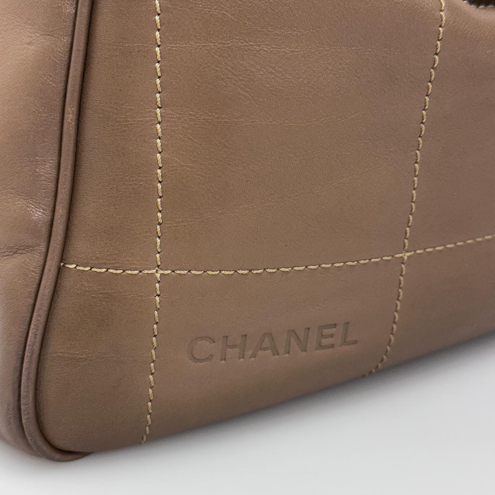 Chanel Bowling Bag Barretta di Cioccolato in pelle Taupe