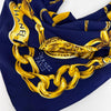 Chanel Foulard in Seta Blu Navy con Motivo Catena Dorata 87x83