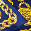 Chanel Foulard in Seta Blu Navy con Motivo Catena Dorata 87x83
