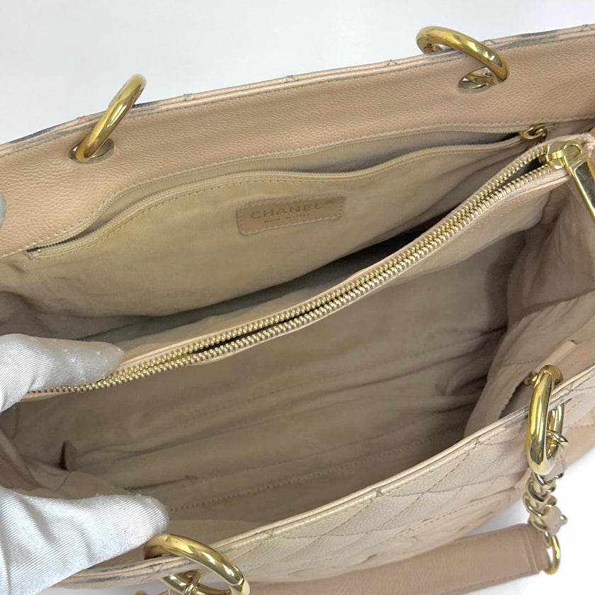 Chanel GST Grand Shopping Tote Beige in Pelle Caviar