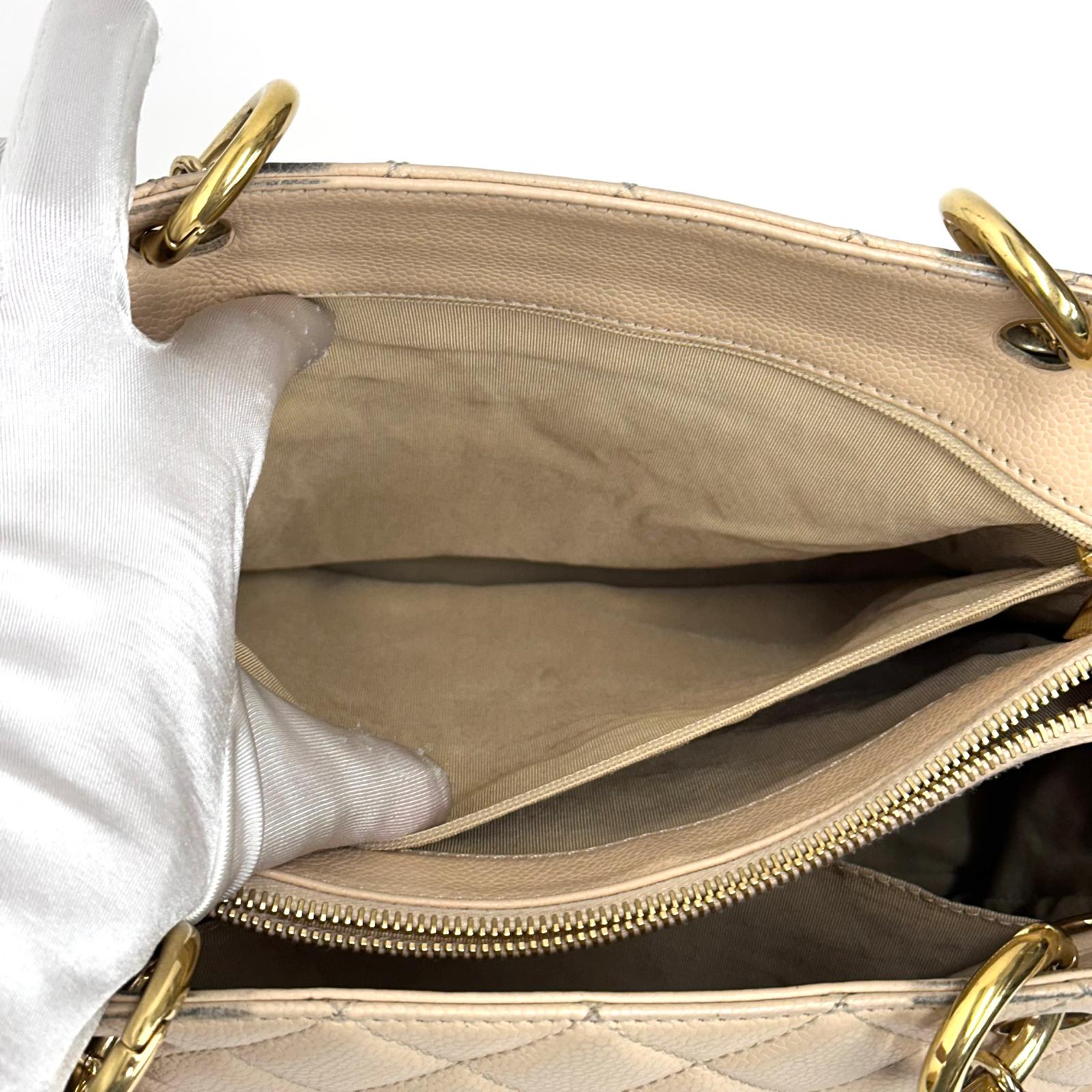 Chanel GST Grand Shopping Tote Beige in Pelle Caviar