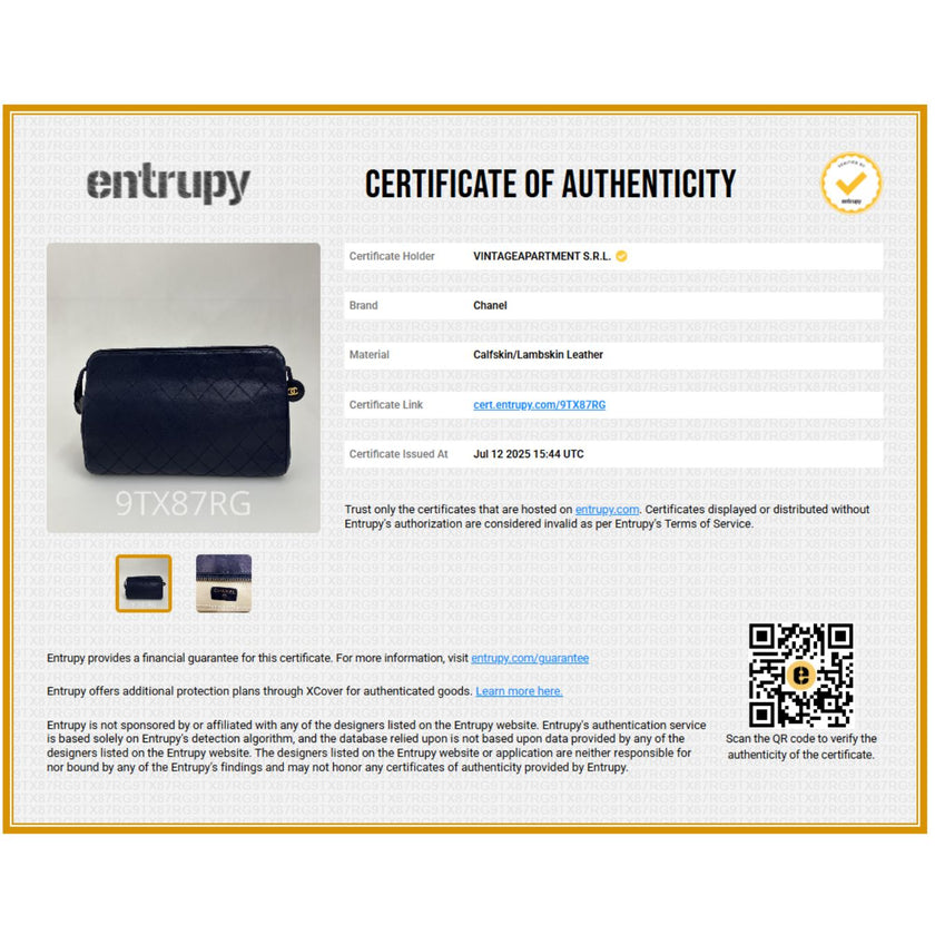 Chanel Pochette Vintage in Pelle Trapuntata Blu Navy