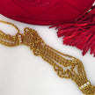 Chanel Vintage Round Tassel Borsa in Raso Rosso Trapuntato con Catena Oro e Strass