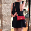 Chanel Borsa Classic Flap Vintage 19 cm in Pelle Rossa con Finiture Oro