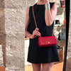 Chanel Borsa Classic Flap Vintage 19 cm in Pelle Rossa con Finiture Oro