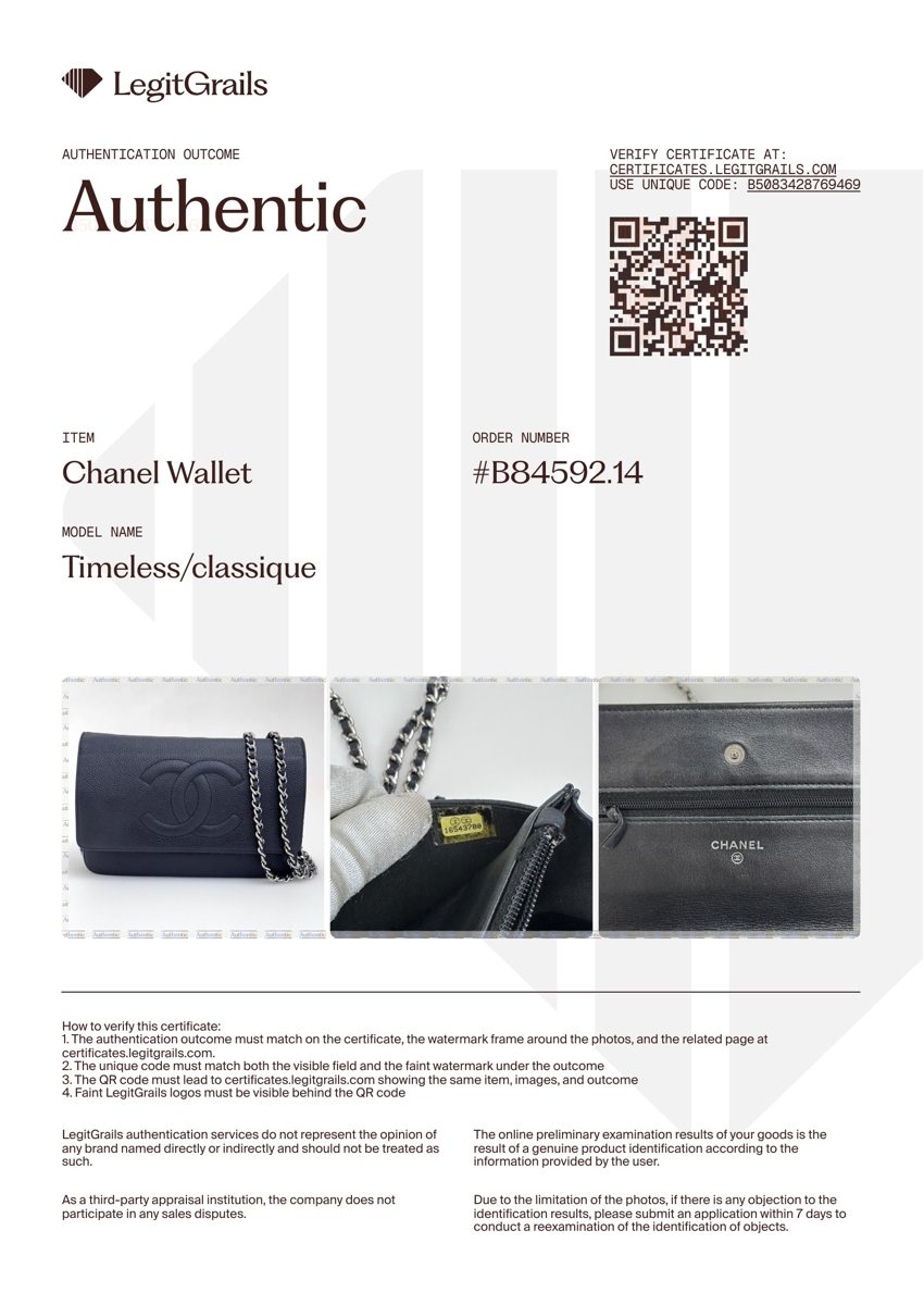 Chanel Borsa Wallet On Chain CC in Pelle Caviar Nera