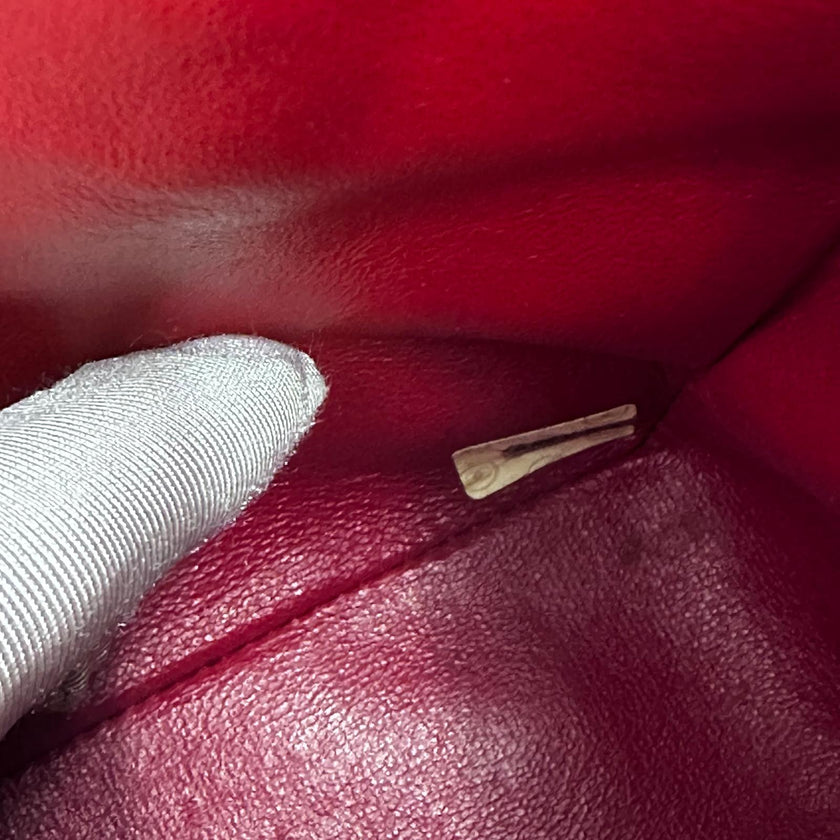 Chanel borsa Classic Flap 25 cm in pelle di agnello rossa anni ’90