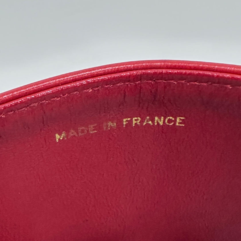 Chanel borsa Classic Flap 25 cm in pelle di agnello rossa anni ’90