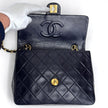 Chanel borsa Classic Flap Mini 20 cm in pelle di agnello blu 1991–1994