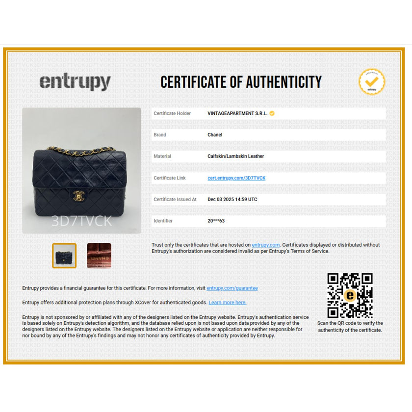 Chanel borsa Classic Flap Mini 20 cm in pelle di agnello blu 1991–1994