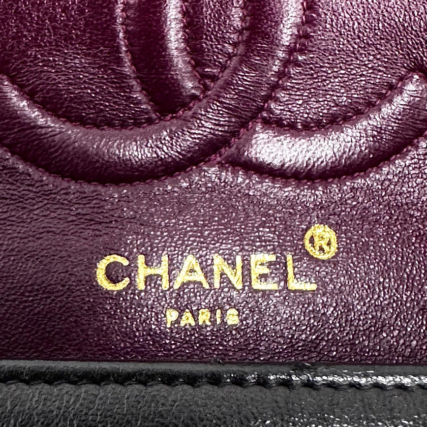 Chanel borsa Classic Single Flap 25 Paris limited in pelle di agnello nera