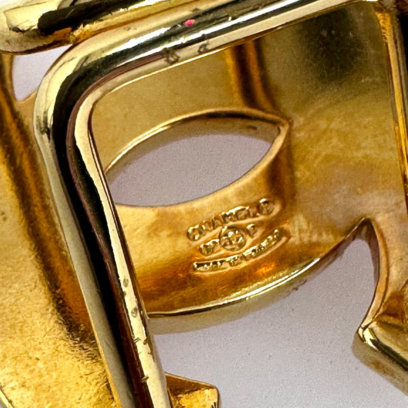 Chanel ferma foulard in metallo dorato con pavé di cristalli rosa anno 2002