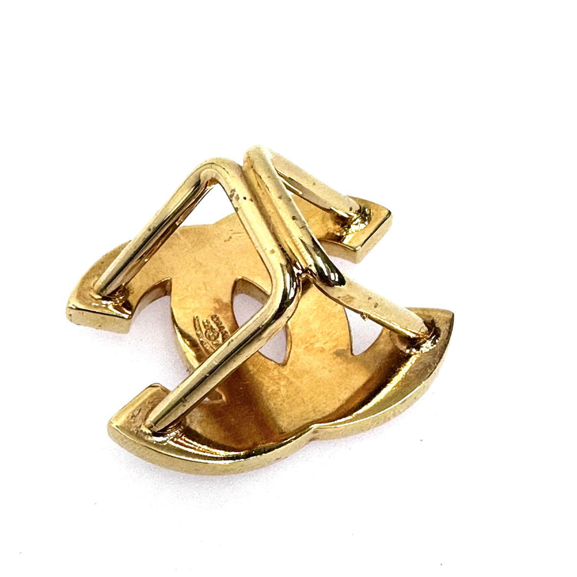 Chanel ferma foulard in metallo dorato con pavé di cristalli rosa anno 2002