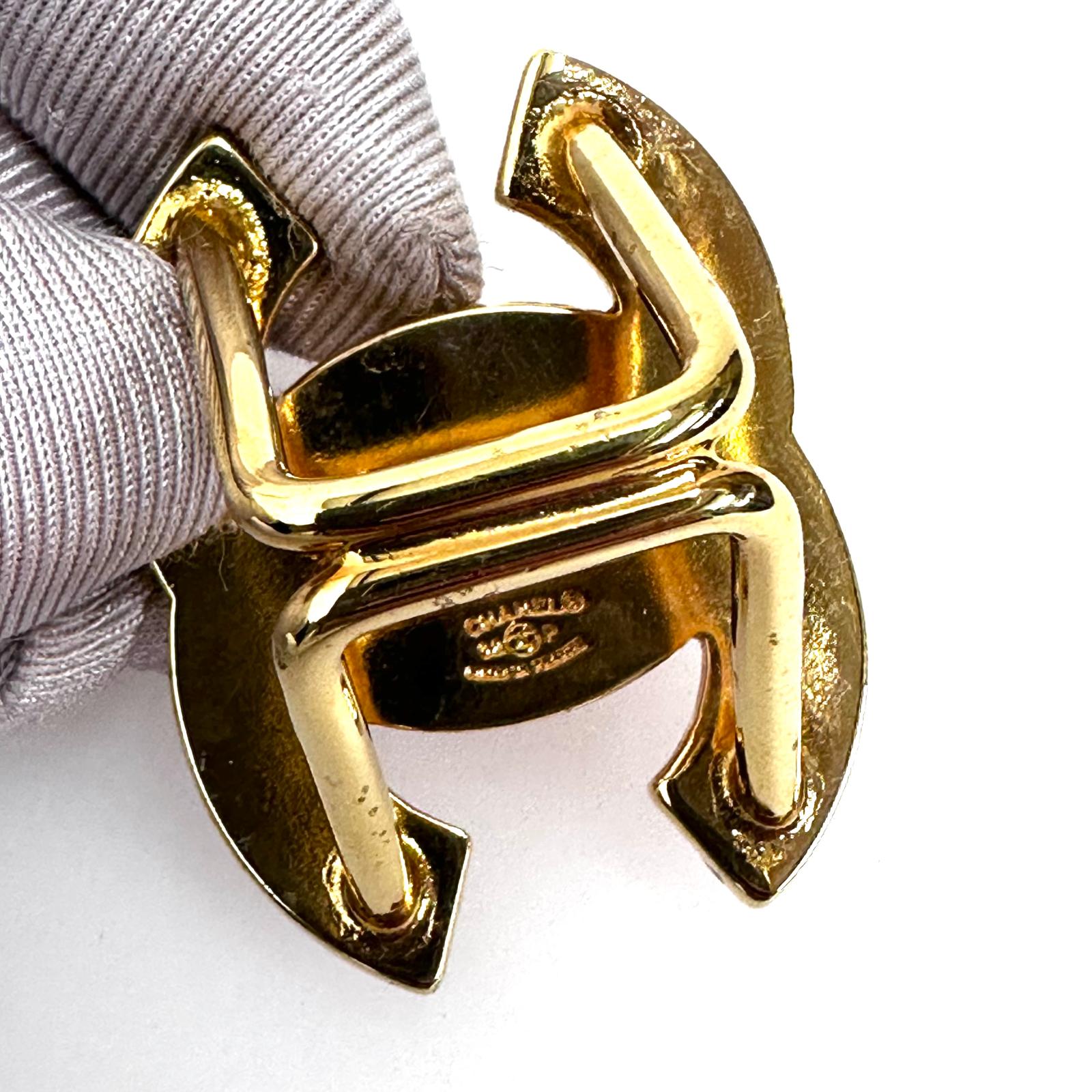 Chanel ferma foulard in metallo dorato con pavé di cristalli rosa anno 2002