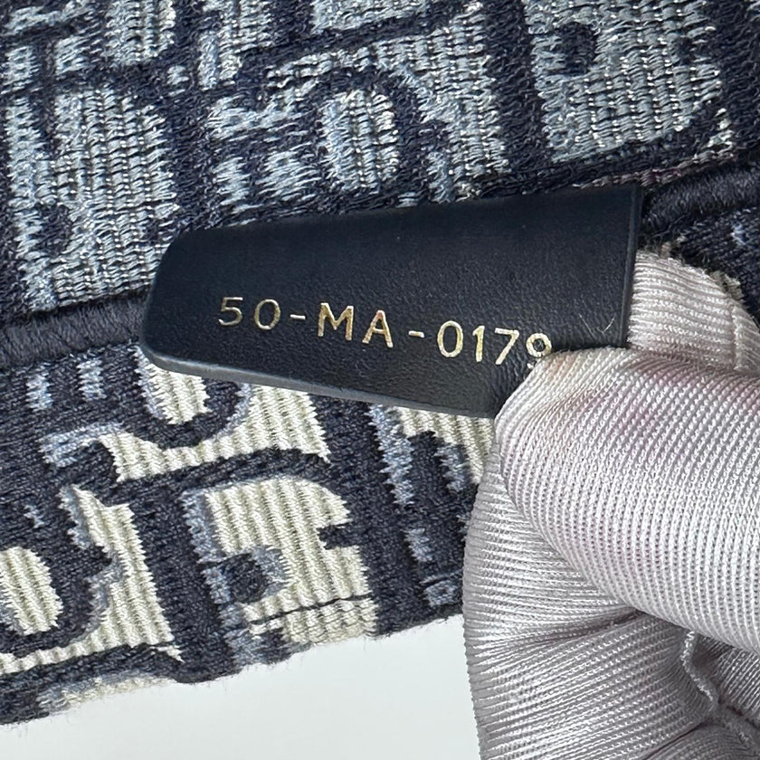 Christian Dior Borsa Book Tote Oblique Grande in Tela Blu Navy