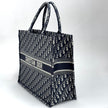 Christian Dior Borsa Book Tote Oblique Grande in Tela Blu Navy