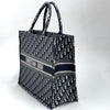 Christian Dior Borsa Book Tote Oblique Grande in Tela Blu Navy