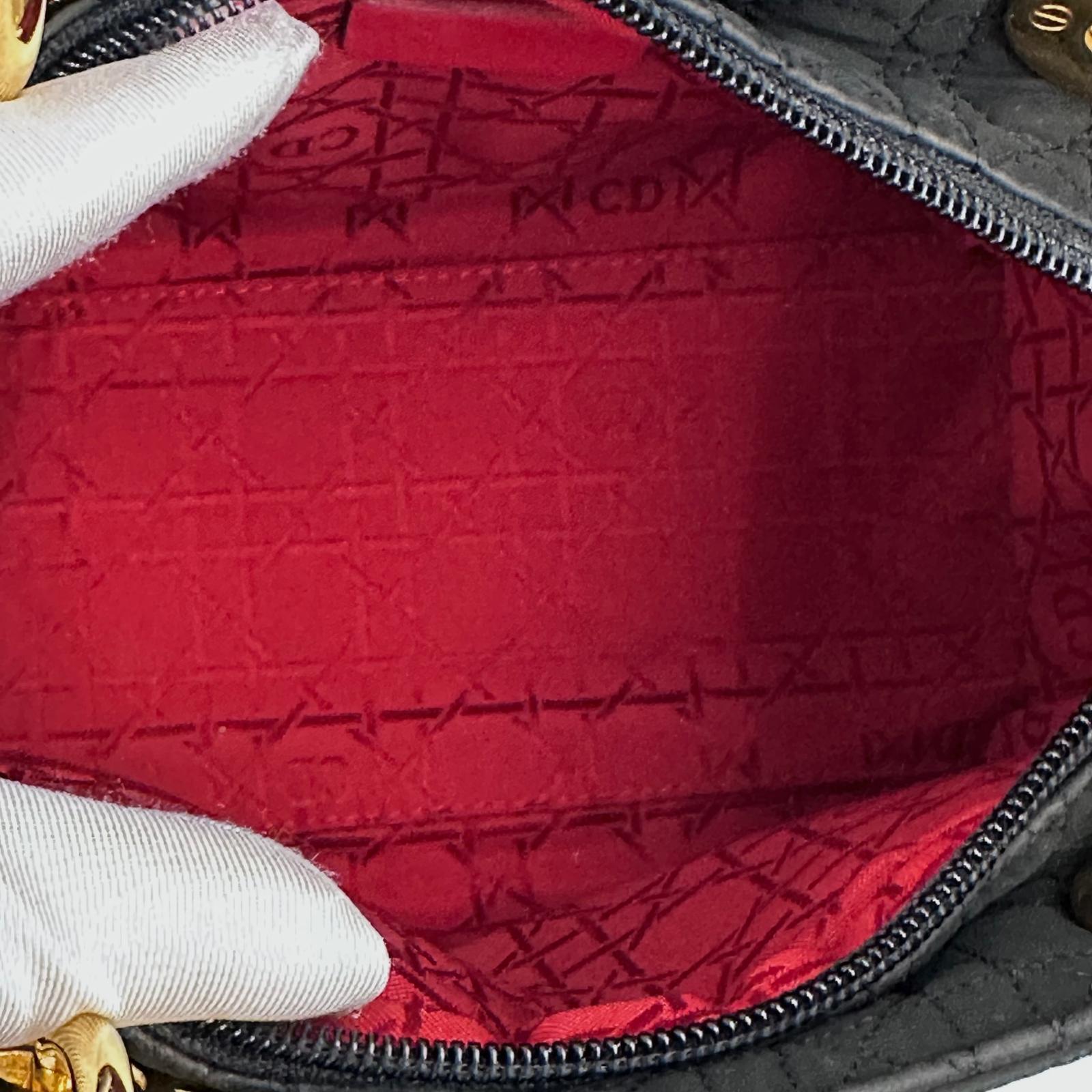 Christian Dior Borsa Lady Dior Medium Cannage Nera a Mano