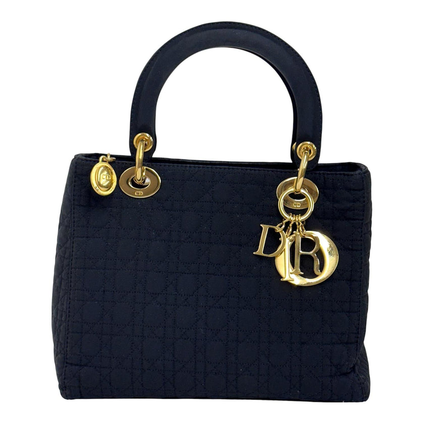 Christian Dior Borsa Lady Dior Medium Cannage Nera a Mano