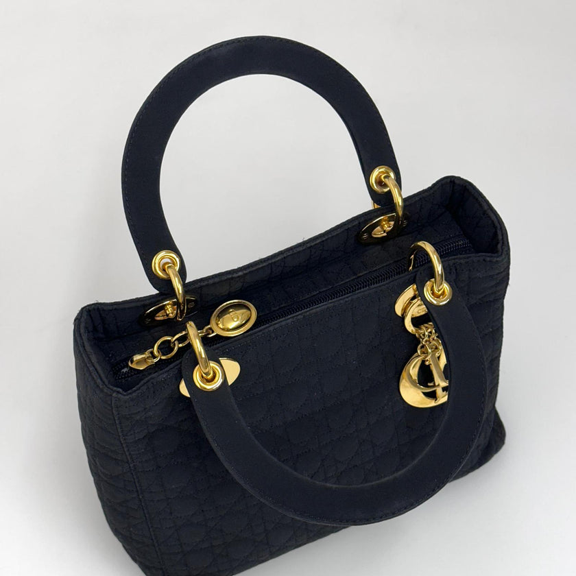 Christian Dior Borsa Lady Dior Medium Cannage Nera a Mano